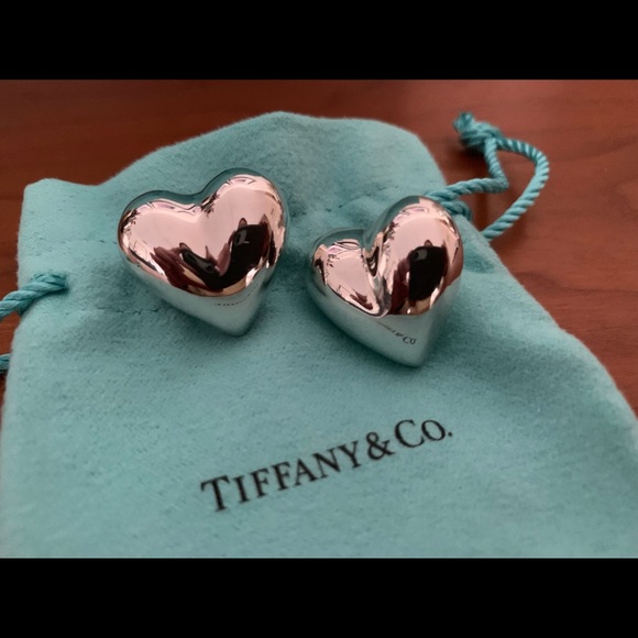 Authentic Tiffany Puffy Heart Earrings 